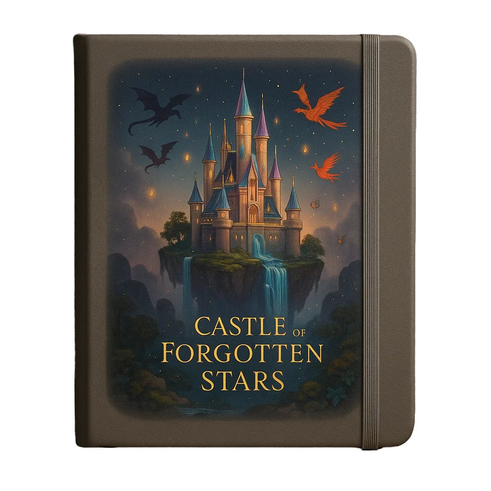 LABON Magic Castle Notebook Hand Drawn Gray Toned Fantasy Journal Dreamy Storybook Aesthetic Writing Diary for Girls and Teens