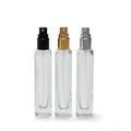 Luxury 15ml Slender square Shape Perfume Bottle Packaging clear Glass Fragrance Bottles with Atomizer Aluminum Sprayer Cap