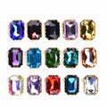 JFS015 Wholesale Sparkly Metal Claw Prong Setting Flatback Rectangle Clear Crystal Acrylic Sewing Buttons Sew on Rhinestones