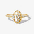 LOZRUNVE 18k Gold Plated Sterling Silver Dainty Diamond Oval Ring for Women Girl