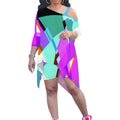 Casual Plus Size Two-Piece Summer Dress Skinny Fit with Sloping Shoulders Digital Printing