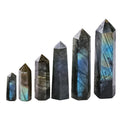 Multi-Sized Labradorite Stone Crystal Hexagonal Pillar Decoration Office Ornament Charms Tower Stone Crafts DIY Witchcraft Gift