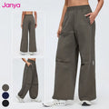 Janya Women's Water-repellent Straight-leg Outdoor Cargo Pants Cinchable Cuff High-Rise Jogger Casual Elastic Waist Sports Pants