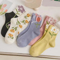 Wholesale Spring and Summer Trending Tulip Socks Stylish Flower Cotton Socks for Women