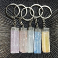 Diy Hot Design Irregular rectangular electroplated edging hanging chain of natural raw mineral crystal key ring mixed color gypsum s crystals wholesale bulk