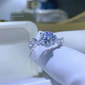 Silver 925 Original 2 Carat Brilliant Cut Pass Diamond Test Shining D Color Moissanite Wedding Ring for Teen Girls Fine Jewelry