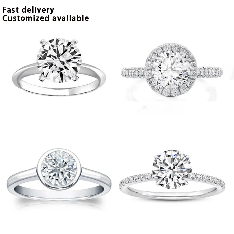 Starsgem Mossonite Diamond Engagement Rings Woman 9K 10K 14K 18K Gold Jeweler 1ct Round Moissanite Ring