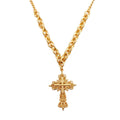 2026 Korean Jewelry Cross-shaped Hollowed-out Lace Cuban Chain Electroplated Necklace Fashionable and Charming Women's Necklace