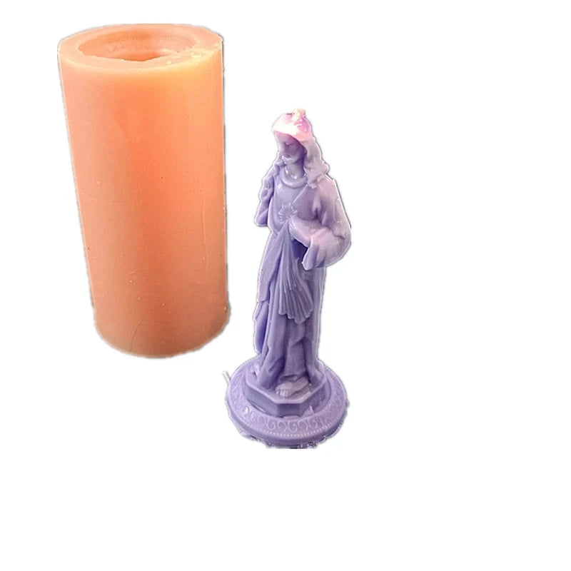 B-3425 God Jesus Father Candle Silicone Mould Virgin Mary Holding Crucified Jesus Candle Mold