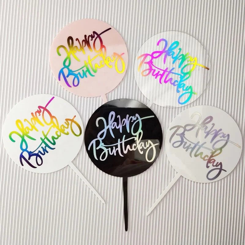 Happy Birthday Cake Decoration Creative Acrylic Colorful Cake Topper