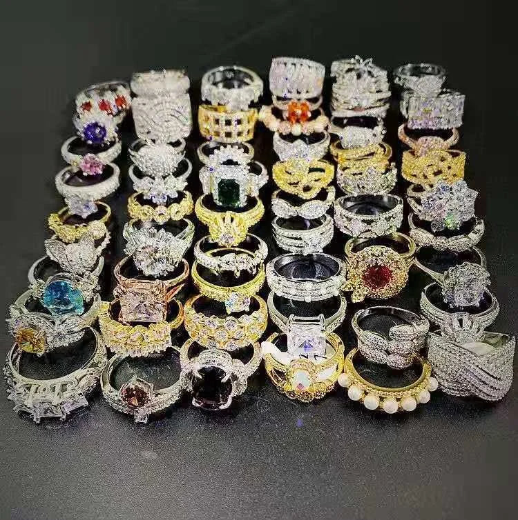 Mixed Style Fashion Zirconia Gold Rings for Women 18K Gem Stone Ring