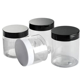 Wholesale Empty Body Scrub Cream 50g 100g 120g 150g 200g 250g 300g 500g clear Plastic PET Jar with White Black Cap