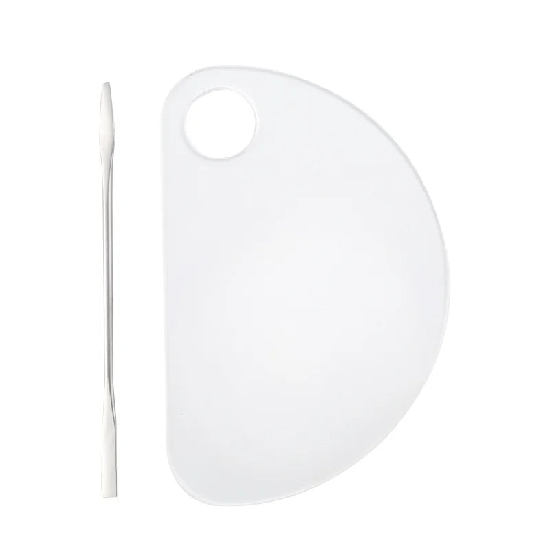 Makeup Palette Stainless Steel Nail Palette Acrylic Nail Palette  with Spatula Foundation Mixing Spoon