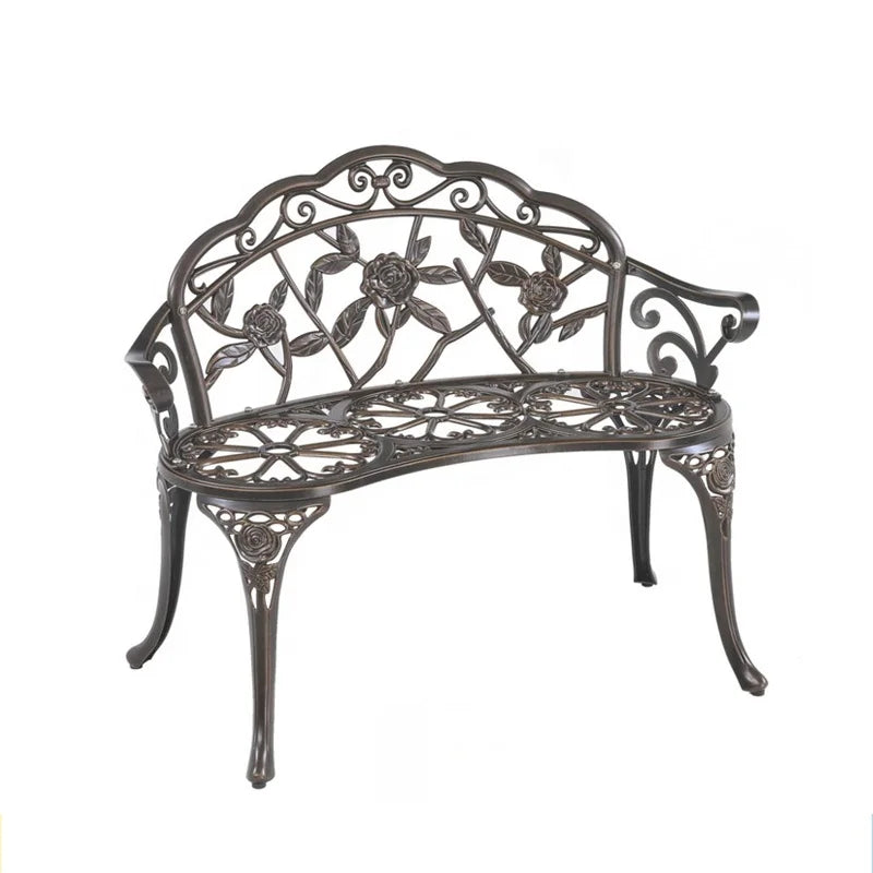 Modern Luxury Carved Cast Aluminum Patio Bench for Outdoor Use Customizable Size