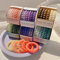 New 6 Pcs Each Box Stretchy Silicone Wrist Hair Coil Bracelet Ponytail Hair Accessories Elastic Telephone Cord Hair Ties