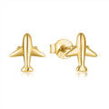 QX Custom OEM Minimalist Design 925 Silver Vintage Fine Jewelry 18k Gold Plated Airplane/Flying Model Stud Earings Women Luxury