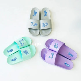 2021 Slide for Man Indoor Pvc Grey Sandals Custom Logo Print Men Embossed Slide Rubber New Color Slide Slipper Design Supplier