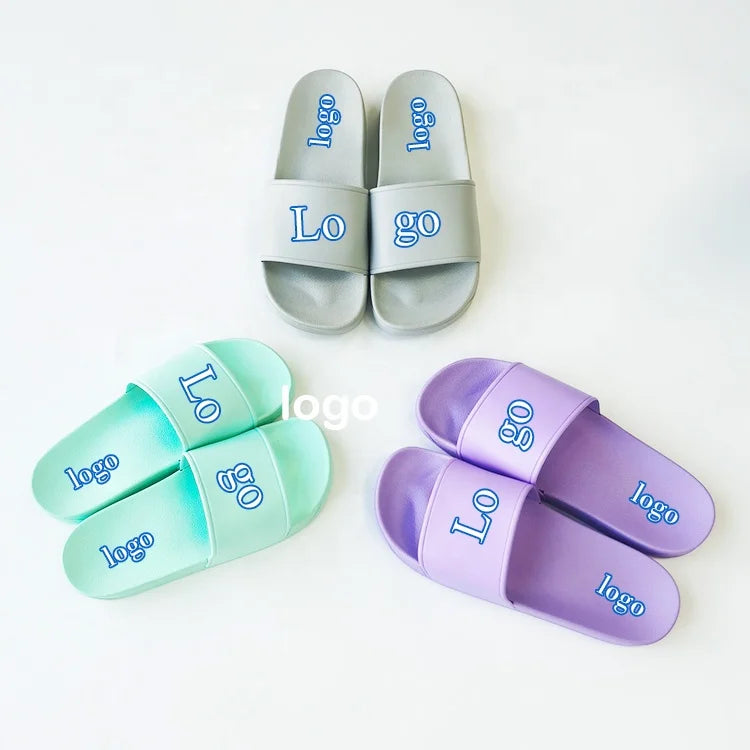 2021 Slide for Man Indoor Pvc Grey Sandals Custom Logo Print Men Embossed Slide Rubber New Color Slide Slipper Design Supplier