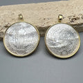Large Round Natural Sea Shell Medal Cross Bible Saint Benedict Pendants Charms for Jewelry Making Necklace Wholesale