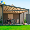 Retractable PVC Pergola Motorized LED Light Pergola for Outdoor Shade PVC Fabric Folding Roof Pergola