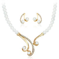 Korean Fashion Sweater Chain Fashion Pearl Diamond Plated KC Gold Jewelry Necklace Set