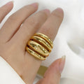 Custom Simple Wide 18K Gold Plating Stainless Steel Jewelry High Polished Striped Ring for Women Jewelry