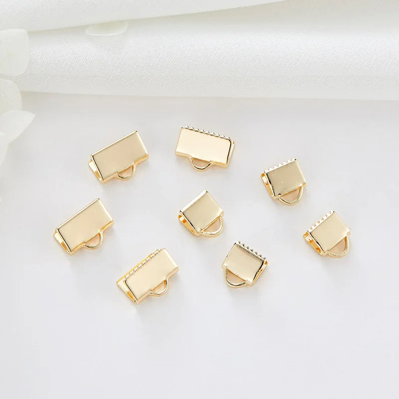 Factory Wholesale 14K Gold Plated Horse Clip Clasps Crimp End Clamps Cord Ends for Jewelry Making