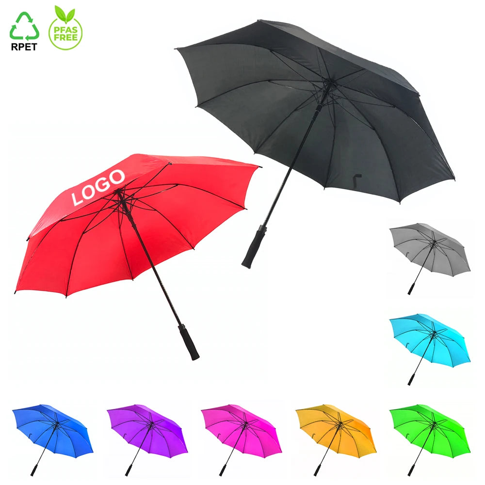 Ovida Factory Hot Selling Windproof 30 Inch 8 Ribs Large Golf Umbrella With Custom Logo Printing RPET Wholesale Umbrella Outdoor