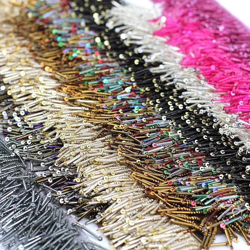 G029 2cm Bead Tassel Fringe Trim Glass Applique Trimming Rhinestone Tassel for Dress