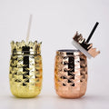 Electroplated Plastic Shaped Pineapple Cup Creative Straw Cup Electroplated Shaped Juice Beach Party Cup Hot Sale Food Grade