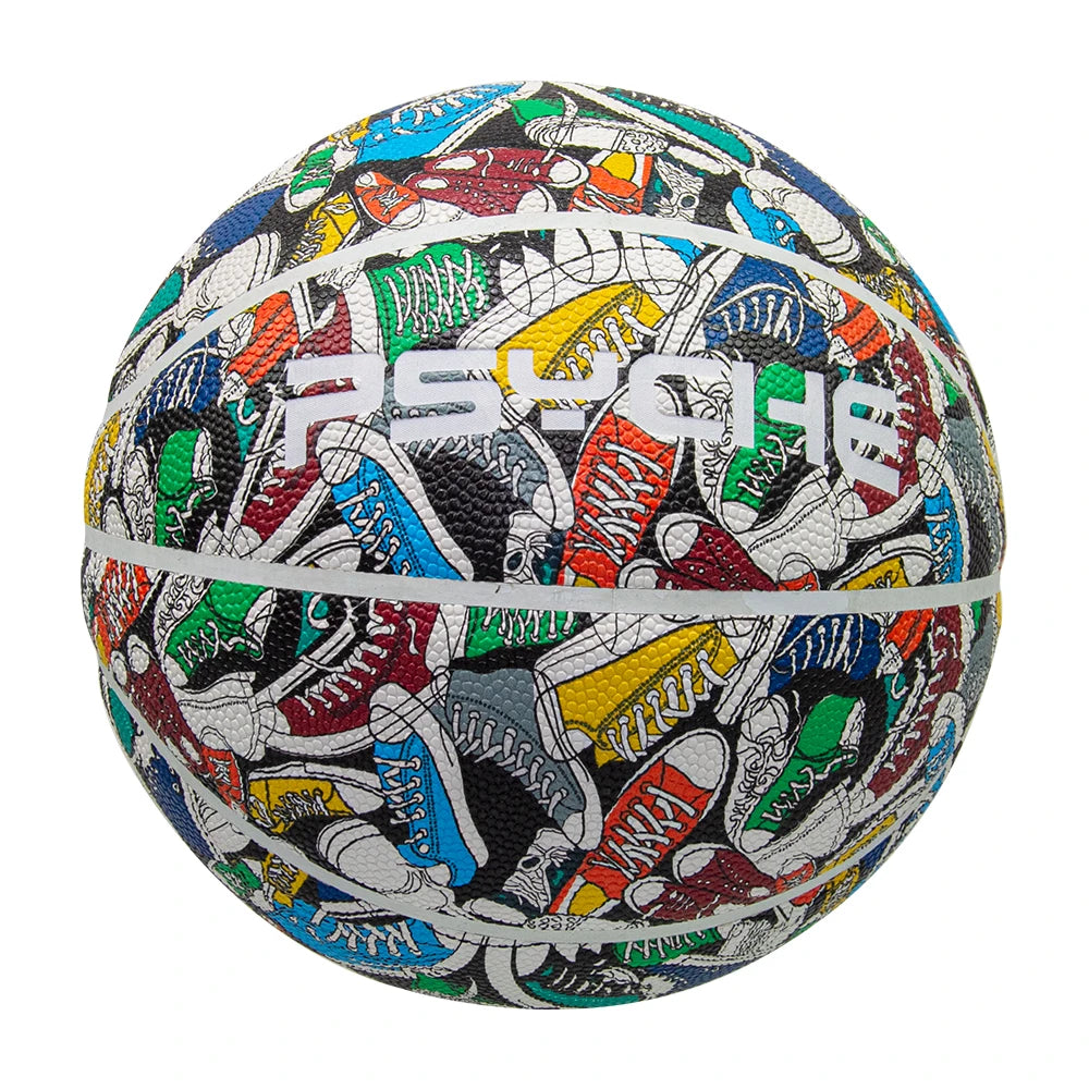 High Quality Official Size 7 PU Basketball Custom Logo Graffiti Printing Design for Training Supplied by China PSYCHE HF-7077