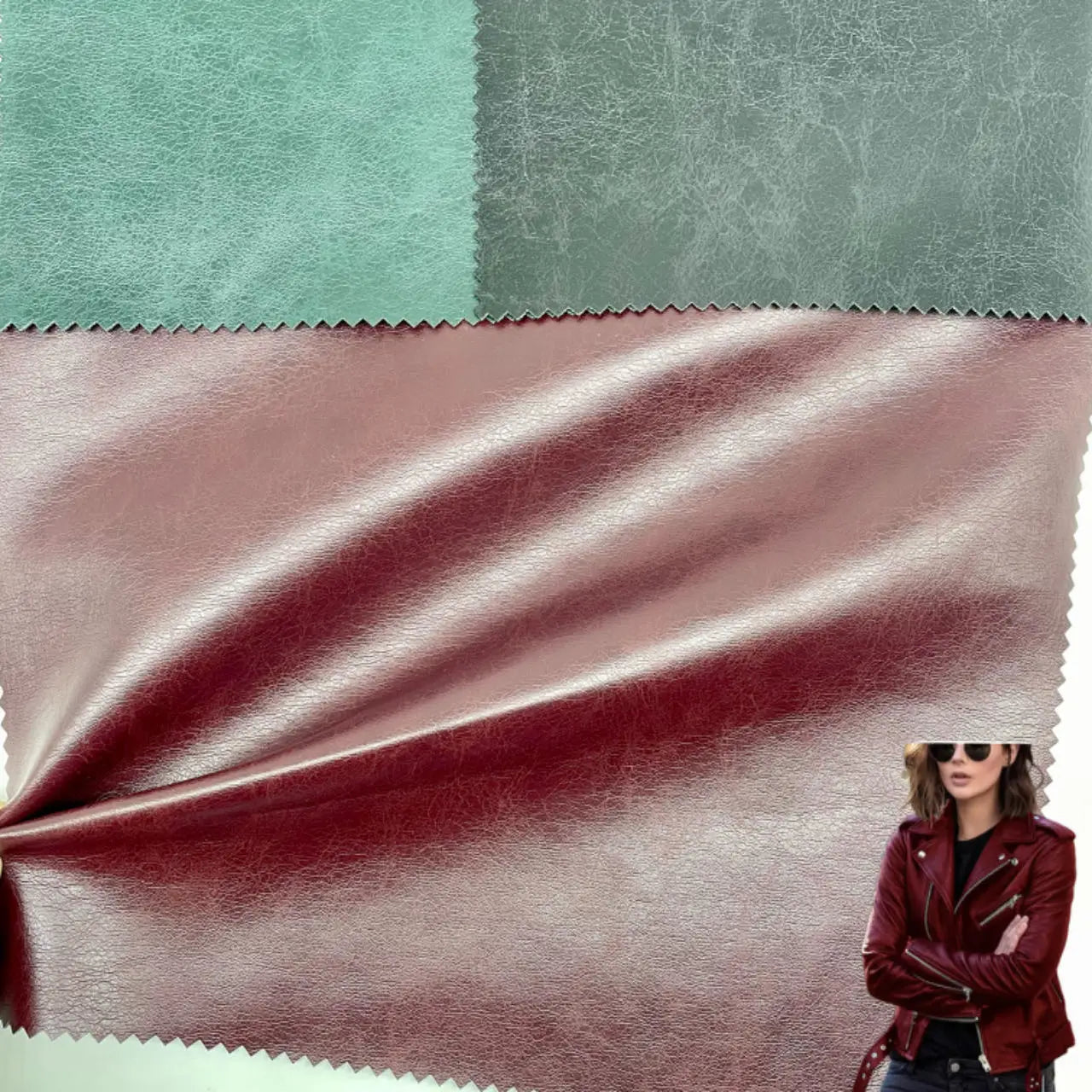 PFAS FREE Latest Version Waterproof PU Leather Jacket with Rayon Back for Men's and Women's Garments Synthetic Leather Fabric