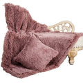 Hot Sale Super Soft Shaggy Faux Fur Blanket Cozy Blankets Long Fuzzy Warm Elegant Fleece Jacquard 100% Polyester Striped
