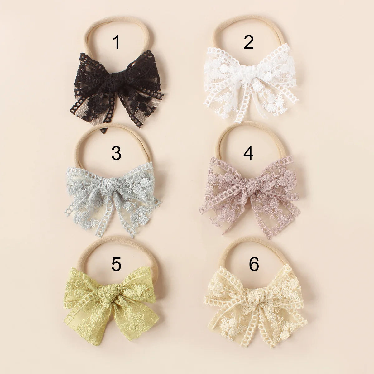 Lace Embroidery Bow Nylon Headband Baby Girls Barrettes Children Hair Clips Bow