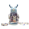 Fall-Proof Mug Antler Cup Cute Sports Outdoor Strap Water Bottle Plastic Children Straw Water Cup