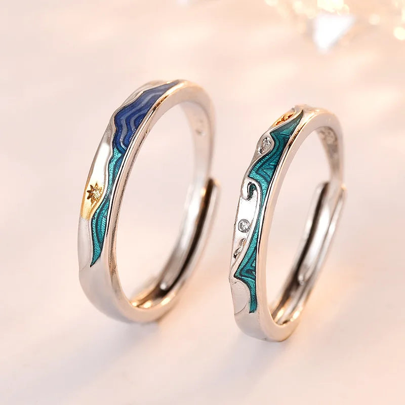 Latest Design Jewelry Couple Rings Wedding Finger Simple Rings Adjustable Gemstone Creative Commemorative Jewelry Ring