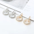 DAIHE Fashion Women Geometric Earrings Circle Full Drill Rhinestone Earrings Fine Jewelry Earrings