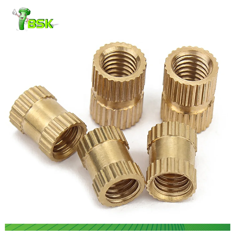 Brass Nut M1 M1.4 M1.6 M1.7 Threaded Insert Nut Hot Melt Insert Knurled Nut for Plastic