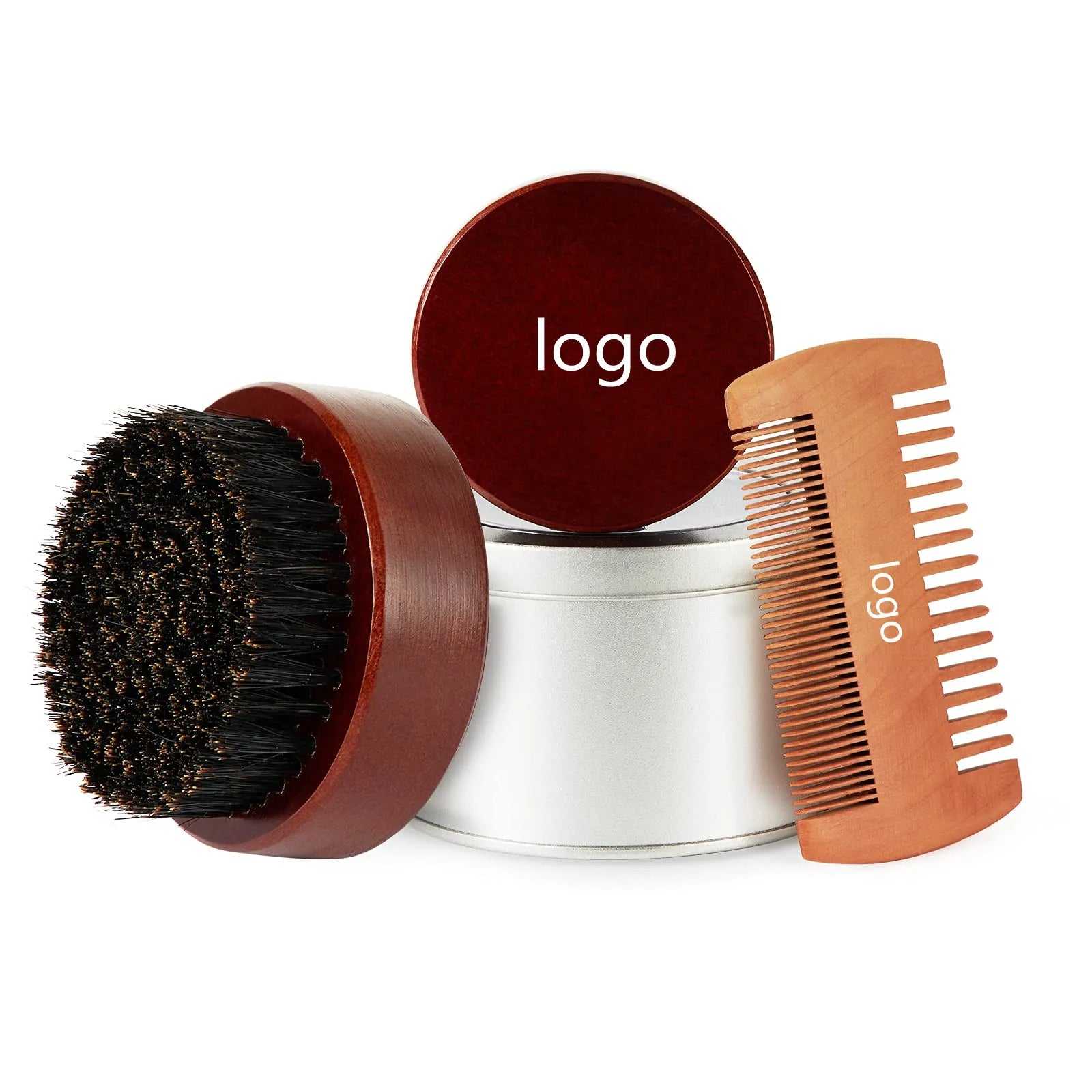 Abeis 100% Boar Bristle Natural Black Walnut Wood Beard Comb Hair Mustache Shaving Brush Facial Hair Brush