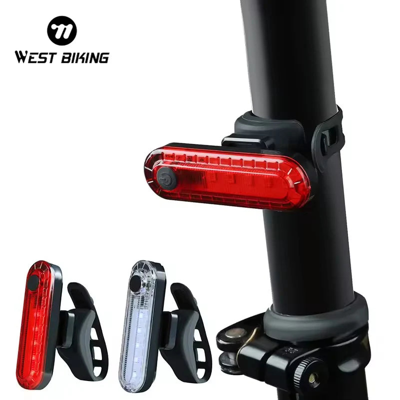 WEST BIKING Night Safe Riding Bike Rear Lamp Taillight Super Bright Bicycle 4 Modes Bike Warning Rechargeable Tail Light