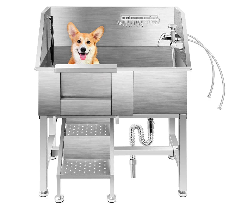 USMILEPET Wholesaler Price Stainless Steel Pet Bath Tub for Pet Grooming Salon Pet Grooming Tub With Slided Door
