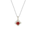 Free Video and Picture Four-leaf Clover Sterling Silver Necklace S925 Silver Set Bred Red Treasure Collar Bone Necklace