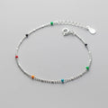 Wholesale Tiny Thin 925 Sterling Silver Colorful Round Beads Chain Bracelet for Girlfriend Gifts