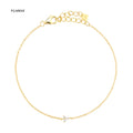 FUAMAY Woman Girl Delicate Adjustable Three CZ Diamond Bracelets Gold Plated Trio Diamond Flower CZ Zirconia Bracelets