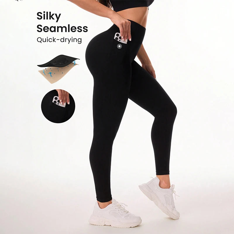 FLW Women's Seamless Scrunch Gym Work Pants with Butt Lift Elastic Compression Yoga Leggings Printed Pattern and Pockets