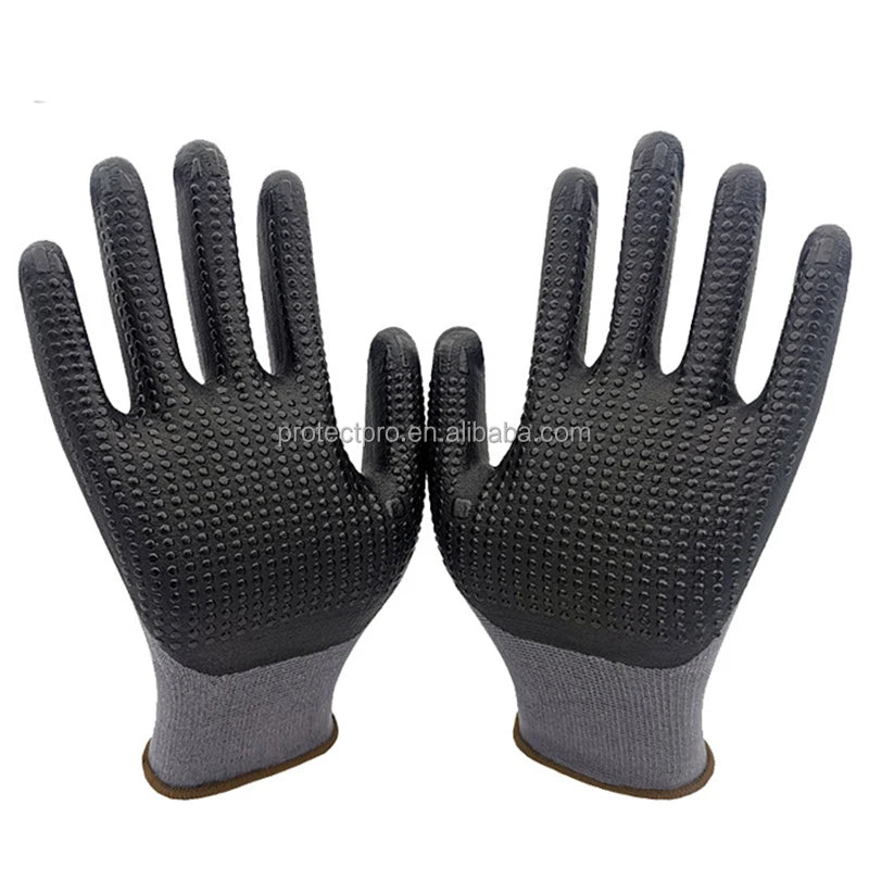 Custom 15g Nylon Spandex Nitrile Foam PVC Dotted Gardening Gloves for Construction Work
