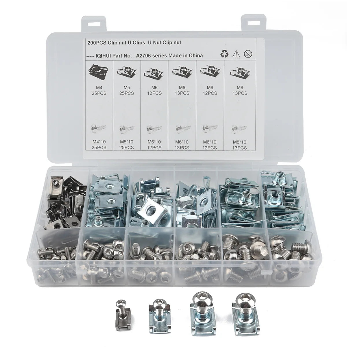 200pcs Clip Nut U Clips A2706 Series B-type Reed Nut Card-type Tapping Nut