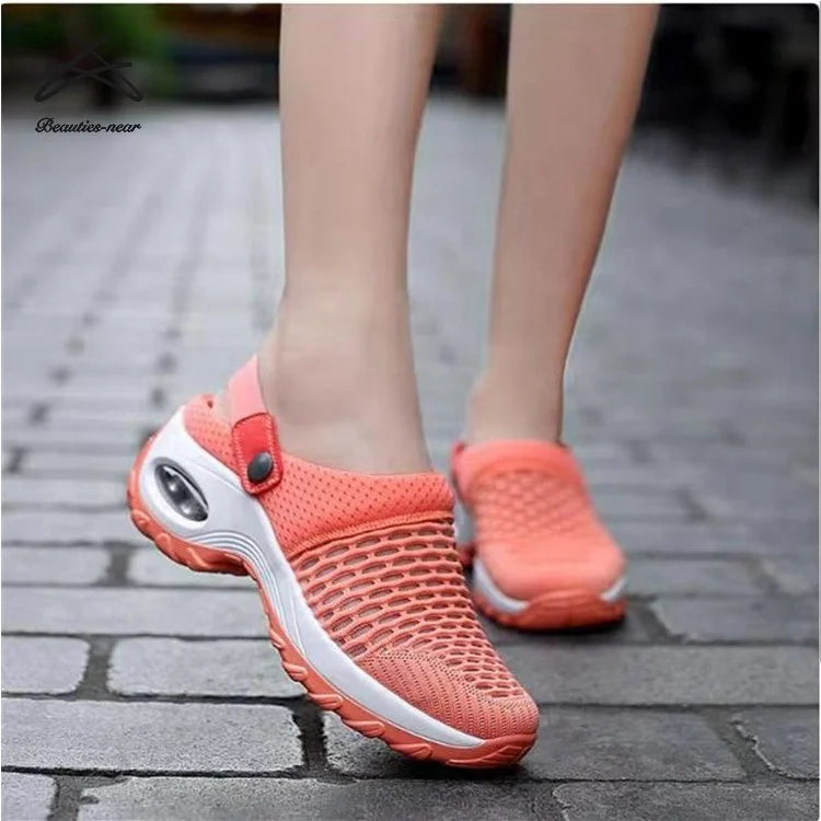 Plus Size Fashion New Arrivals Knit Ladies Loafers Slip on Breathable Thick Soles Women Casual Running Walking Sports Shoes