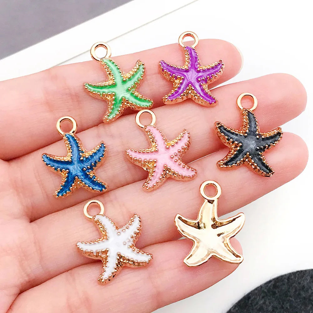 12pcs/bag Ocean Starfish Charms Beads Pendants for DIY Jewelry