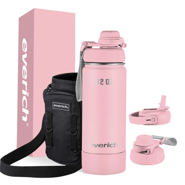 Premium Vacuum Double Wall 32 Oz Stainless Steel Water Bottle With Straw Insulated Stainless Steel Water Bottle